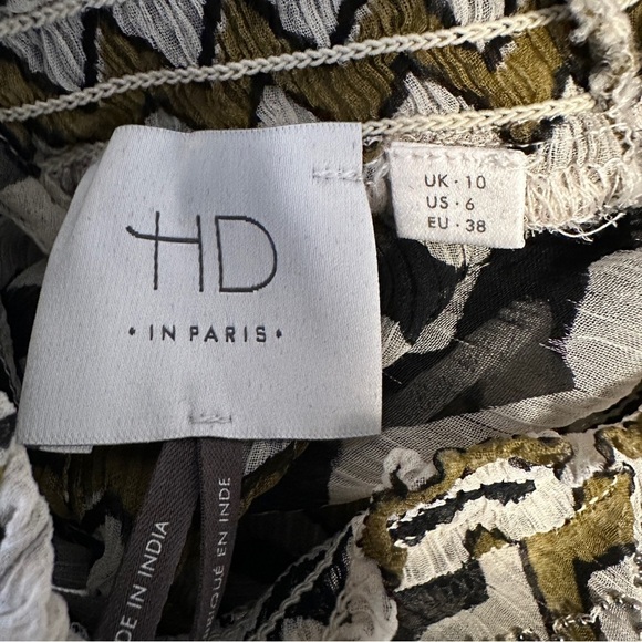 HD In Paris Anthropologie Sierade Zigzag Mini Ruffle Smocked Dress A| US Size 6 - Picture 11 of 11